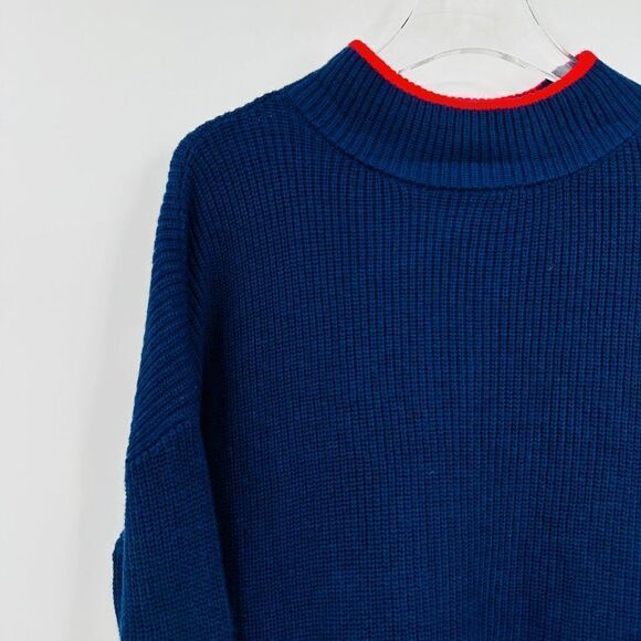 Talbots Womens Size XL Navy Blue & Red Knit Layered Long Sleeve Sweater Top - Picture 4 of 7